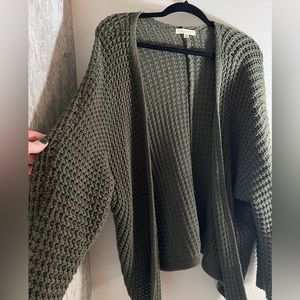 Olive colored cardigan from PacSun